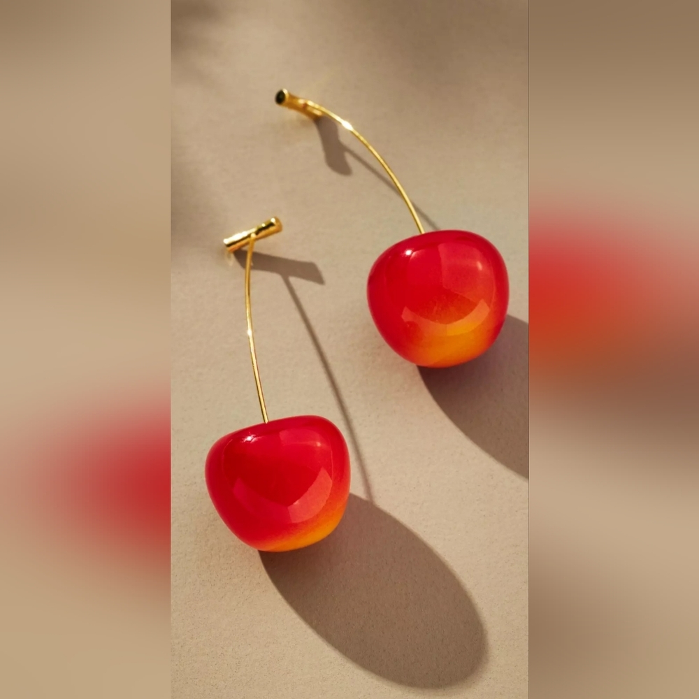 Cherry Drop Earrings Dangle Resin Fruit Jewelry Cute Fruit TikTok